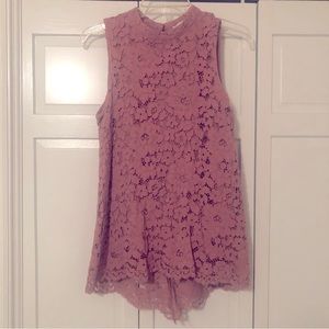 Lace pink tank tops top